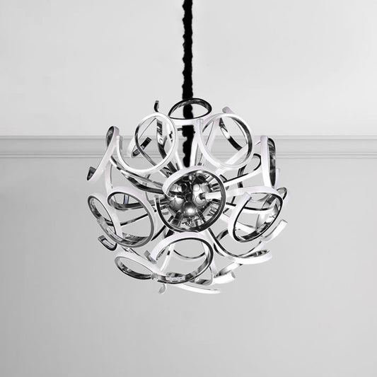 Globe Chandelier Pendant Light Contemporary Acrylic 12/18/24 Lights Gold/Silver Hanging Ceiling Light in White/Warm Silver