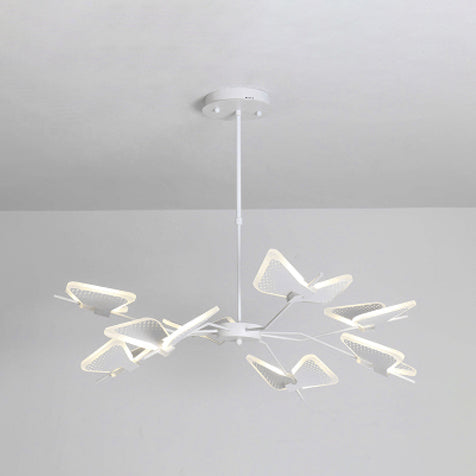 3/6/8 Lights Bedroom Chandelier with Butterfly Acrylic Shade Gold/White Hanging Ceiling Pendant 8 White Clearhalo 'Ceiling Lights' 'Chandeliers' 'Modern Chandeliers' 'Modern' Lighting' 114930