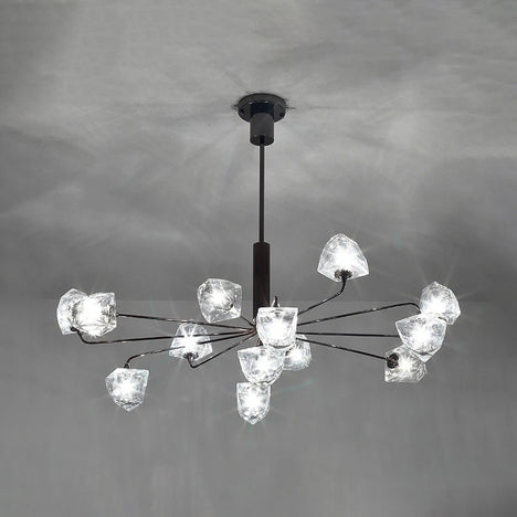 Contemporary Branching Chandelier Lamp Glass 5/7 Lights Living Room Hanging Pendant Light in Black/Nickel 13 Black Clearhalo 'Ceiling Lights' 'Chandeliers' 'Modern Chandeliers' 'Modern' Lighting' 114995