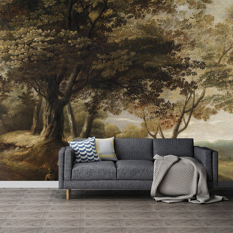 Stain-Resistant Jungle Wall Mural Decal Non-Woven Fabric Antique Wall Art for Fireplace Clearhalo 'Wall Decor' 'Wall Mural' 1150507