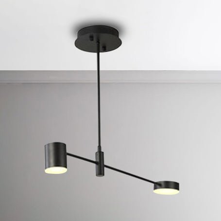 Multi Tiers Asymmetrical Chandelier Light Metal Simple Style 2/4/6/8 Heads Black/White Pendant Light in Warm/White/Third Gear 2 Black Clearhalo 'Ceiling Lights' 'Chandeliers' 'Modern Chandeliers' 'Modern' Lighting' 115065