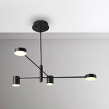 Multi Tiers Asymmetrical Chandelier Light Metal Simple Style 2/4/6/8 Heads Black/White Pendant Light in Warm/White/Third Gear 4 Black Clearhalo 'Ceiling Lights' 'Chandeliers' 'Modern Chandeliers' 'Modern' Lighting' 115066