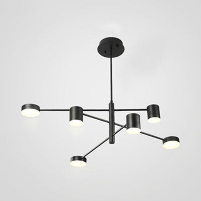 Multi Tiers Asymmetrical Chandelier Light Metal Simple Style 2/4/6/8 Heads Black/White Pendant Light in Warm/White/Third Gear 6 Black Clearhalo 'Ceiling Lights' 'Chandeliers' 'Modern Chandeliers' 'Modern' Lighting' 115067