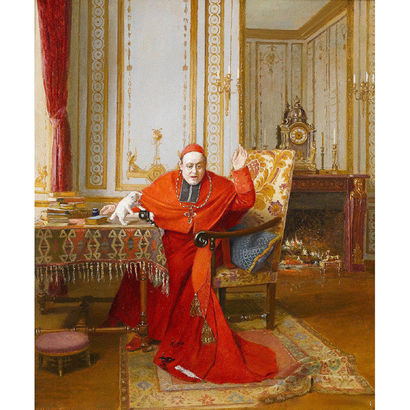 Cardinal Play with Cat Murals Red and Yellow Renaissance Period Wall ...