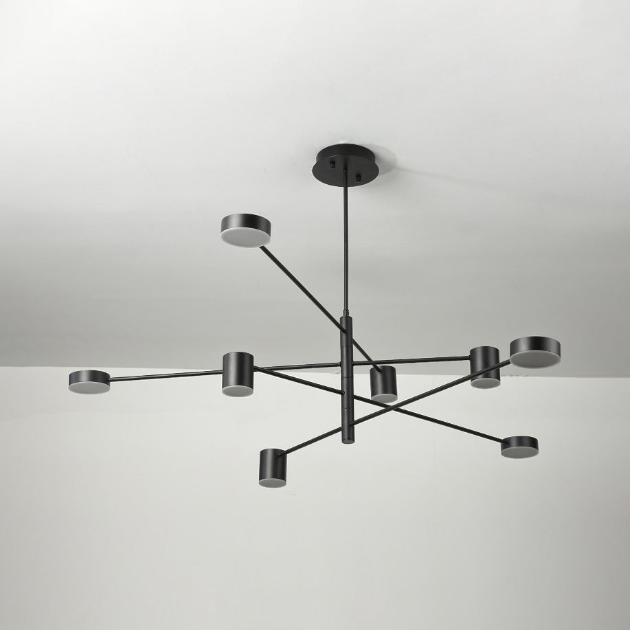 Multi Tiers Asymmetrical Chandelier Light Metal Simple Style 2/4/6/8 Heads Black/White Pendant Light in Warm/White/Third Gear Clearhalo 'Ceiling Lights' 'Chandeliers' 'Modern Chandeliers' 'Modern' Lighting' 115071
