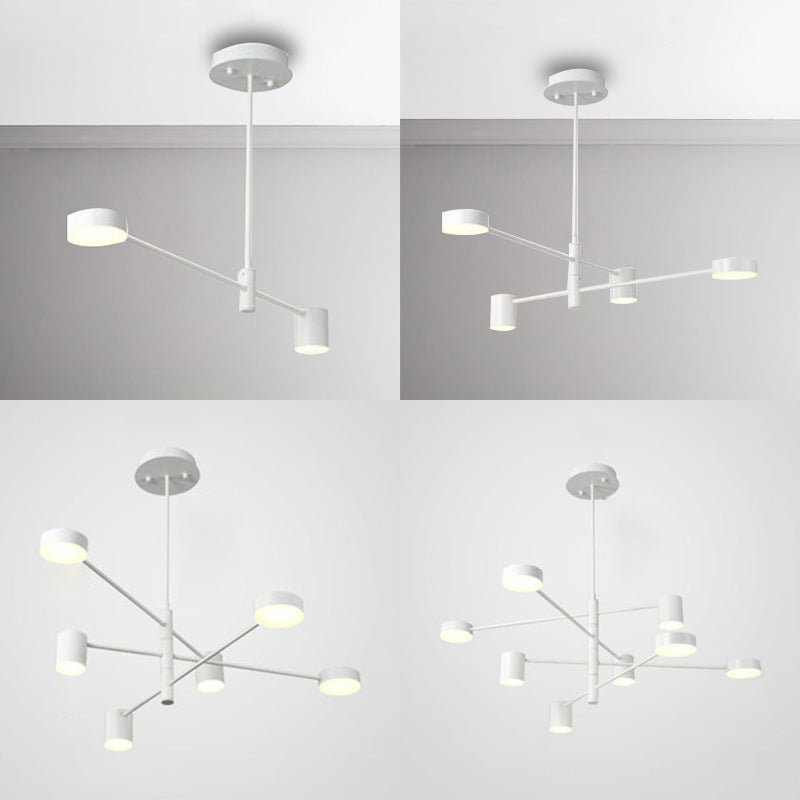 Multi Tiers Asymmetrical Chandelier Light Metal Simple Style 2/4/6/8 Heads Black/White Pendant Light in Warm/White/Third Gear Clearhalo 'Ceiling Lights' 'Chandeliers' 'Modern Chandeliers' 'Modern' Lighting' 115073