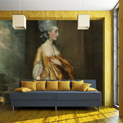 Yellow-Brown Grace Elliott Mural Portrait Antique Stain-Proof Wall Covering for Accent Wall Yellow-Brown Clearhalo 'Wall Decor' 'Wall Mural' 1150738