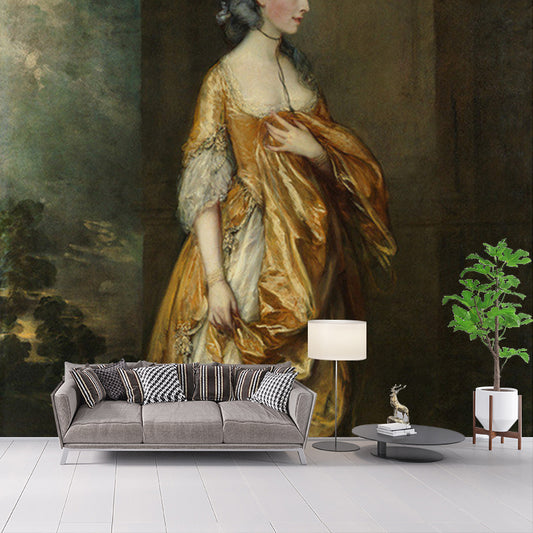 Yellow-Brown Grace Elliott Mural Portrait Antique Stain-Proof Wall Covering for Accent Wall Clearhalo 'Wall Decor' 'Wall Mural' 1150739
