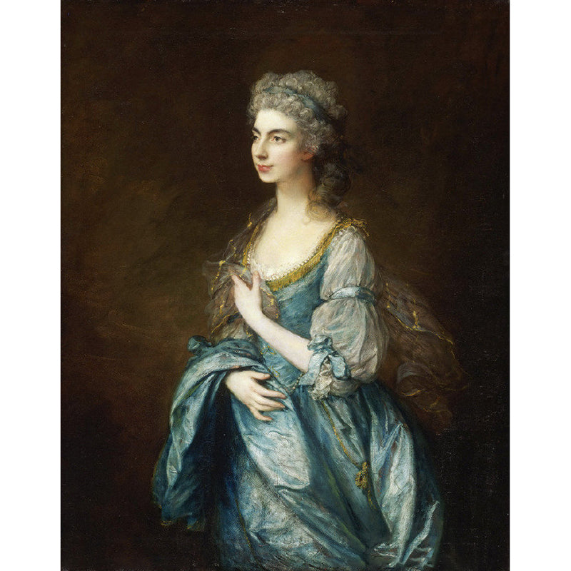 Painting of Mrs Duncombe Mural Blue and Coffee Victorian Style Wall Decor for Living Room Clearhalo 'Wall Decor' 'Wall Mural' 1150751