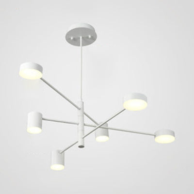 Multi Tiers Asymmetrical Chandelier Light Metal Simple Style 2/4/6/8 Heads Black/White Pendant Light in Warm/White/Third Gear 6 White Clearhalo 'Ceiling Lights' 'Chandeliers' 'Modern Chandeliers' 'Modern' Lighting' 115076