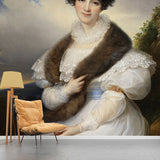 Woman in White Gown Murals Classical Stain Resistant Corridor Wall Covering, Non-Woven