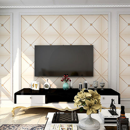 Flock Material Wallpaper Lattice Pattern Geometric Textured Wall Decor with Diamond Beige Clearhalo 'Modern wall decor' 'Modern' 'Wallpaper' Wall Decor' 1151185