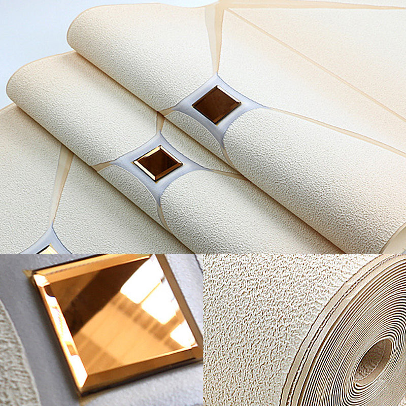 Flock Material Wallpaper Lattice Pattern Geometric Textured Wall Decor with Diamond Clearhalo 'Modern wall decor' 'Modern' 'Wallpaper' Wall Decor' 1151187