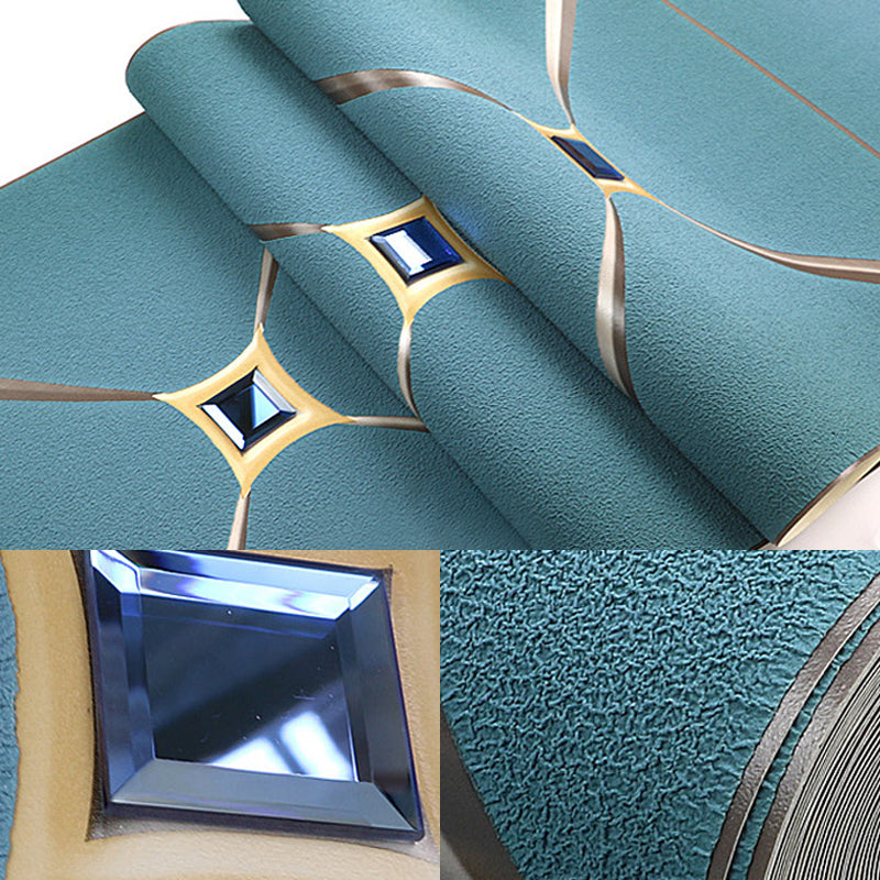 Flock Material Wallpaper Lattice Pattern Geometric Textured Wall Decor with Diamond Clearhalo 'Modern wall decor' 'Modern' 'Wallpaper' Wall Decor' 1151190