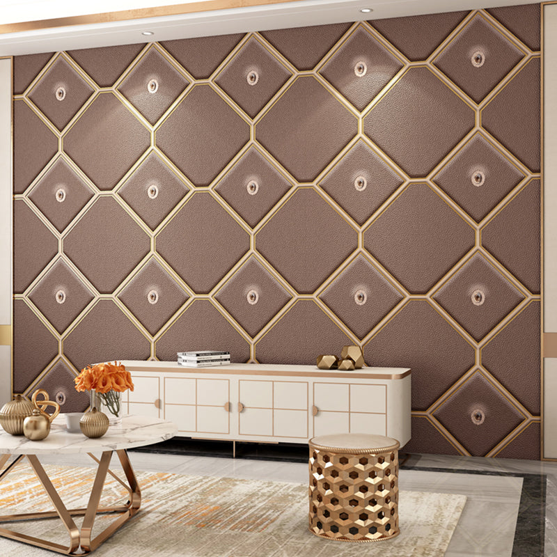 Rhombus 33' x 20.5" Wallpaper Dark Color Textured Moisture-Resistant Wall Art with Decorative Diamond Brown Clearhalo 'Modern wall decor' 'Modern' 'Wallpaper' Wall Decor' 1151219