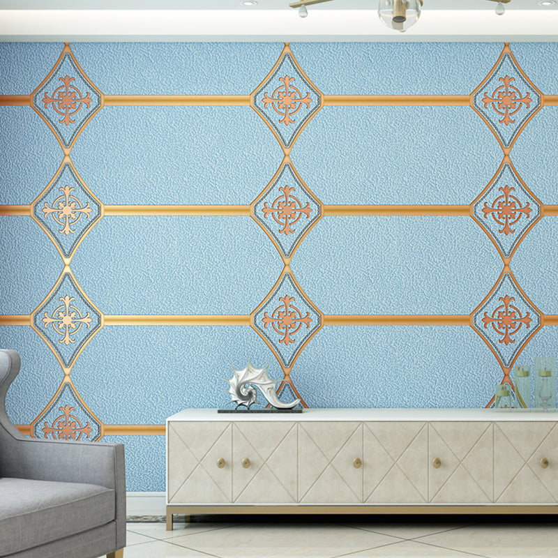 Texture Flock Wall Covering Modern Moisture Resistant Geometric Patterned Wallpaper Roll Light Blue Clearhalo 'Modern wall decor' 'Modern' 'Wallpaper' Wall Decor' 1151235