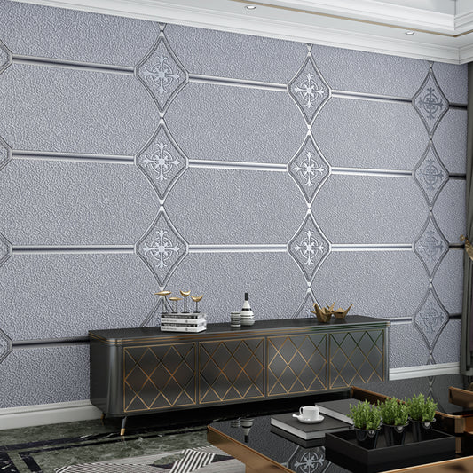 Texture Flock Wall Covering Modern Moisture Resistant Geometric Patterned Wallpaper Roll Grey Clearhalo 'Modern wall decor' 'Modern' 'Wallpaper' Wall Decor' 1151239