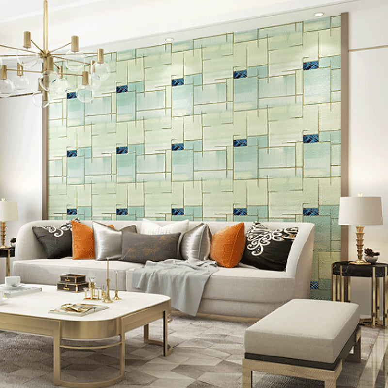 57.1-sq ft Soft Color Flock Wallpaper Geometry Moisture-Resistant Wall Art for Home Decoration Aqua Clearhalo 'Modern wall decor' 'Modern' 'Wallpaper' Wall Decor' 1151355