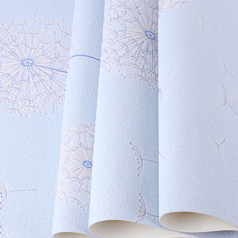 Wallpaper Dandelion Soft Color Rustic Flock Material Wall Covering for Bedroom Decor Clearhalo 'Country wall decor' 'Rustic' 'Wallpaper' Wall Decor' 1151363