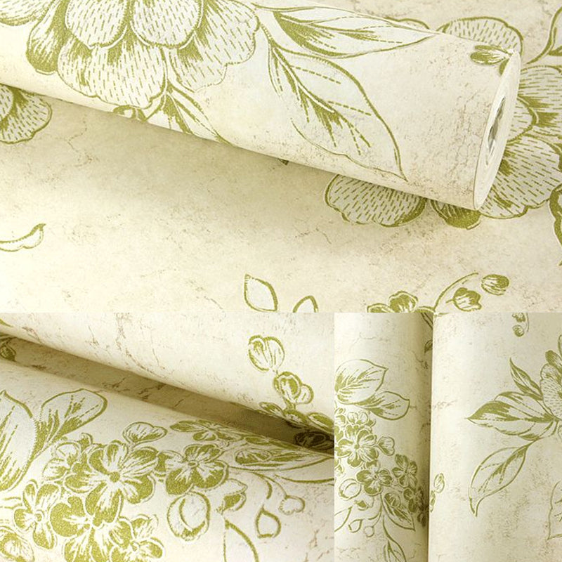 Farmhouse Peony Blossom Wallpaper Pastel Color Home Wall Covering, 33' L x 20.5" W Clearhalo 'Country wall decor' 'Rustic' 'Wallpaper' Wall Decor' 1151383