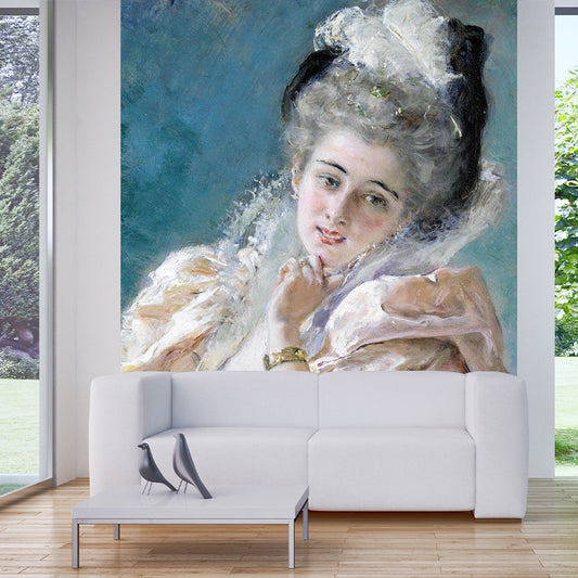Moisture-Resistant Elegant Girl Wall Covering Personalized Size Retro Mural Wallpaper for Dining Room