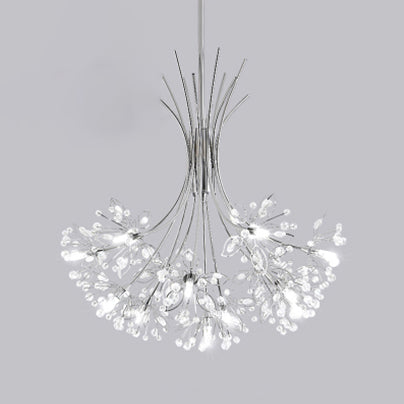 Clear Crystal Beaded Chandelier Lighting with Bouquet Design Modern 13/19 Lights Black/Chrome Hanging Lamp Clearhalo 'Ceiling Lights' 'Chandeliers' 'Modern Chandeliers' 'Modern' Lighting' 115260