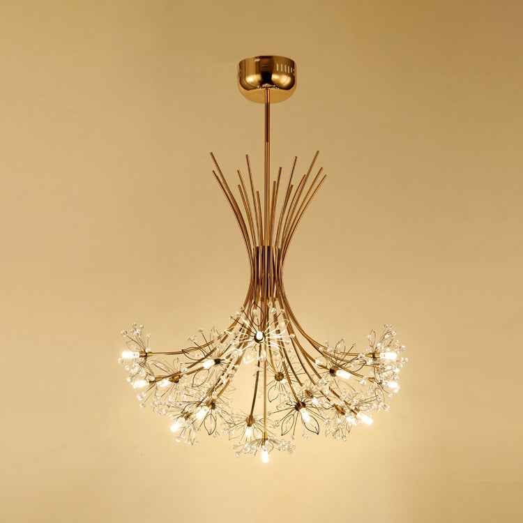 Clear Crystal Beaded Chandelier Lighting with Bouquet Design Modern 13/19 Lights Black/Chrome Hanging Lamp Clearhalo 'Ceiling Lights' 'Chandeliers' 'Modern Chandeliers' 'Modern' Lighting' 115266
