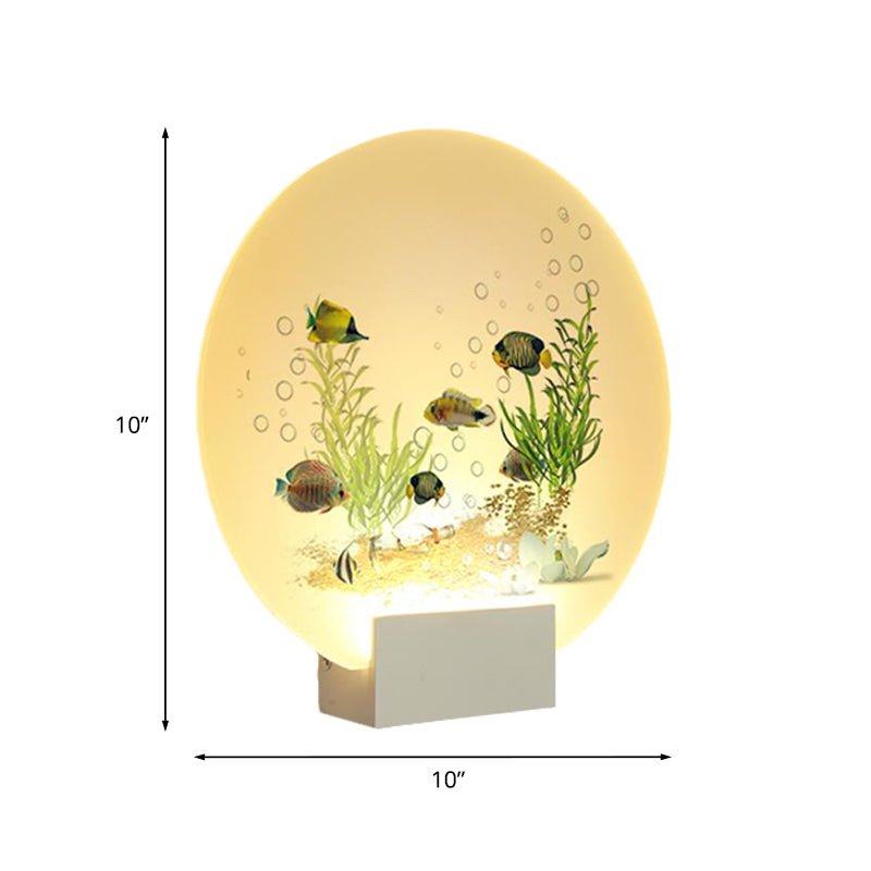 White Circular Wall Lighting Idea Oriental LED Acrylic Mural Light with ...