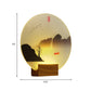 Circular Acrylic River and Mountain Mural Light Chinese Style LED Brown Wall Mount Light Fixture Clearhalo 'Wall Lamps & Sconces' 'Wall Lights' Lighting' 1155373