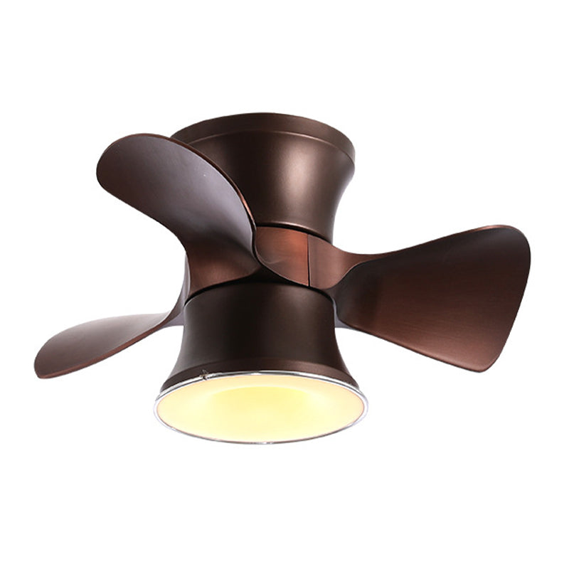 23.5" W Flared Metal Semi Flush Mount Minimalistic White/Coffee LED Ceiling Fan with 3 Blades Clearhalo 'Ceiling Fans with Lights' 'Ceiling Fans' 'Modern Ceiling Fans' 'Modern' Lighting' 1155459