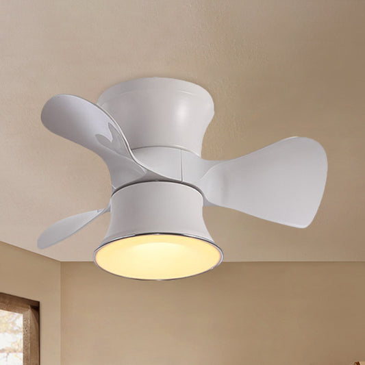 23.5" W Flared Metal Semi Flush Mount Minimalistic White/Coffee LED Ceiling Fan with 3 Blades Clearhalo 'Ceiling Fans with Lights' 'Ceiling Fans' 'Modern Ceiling Fans' 'Modern' Lighting' 1155463