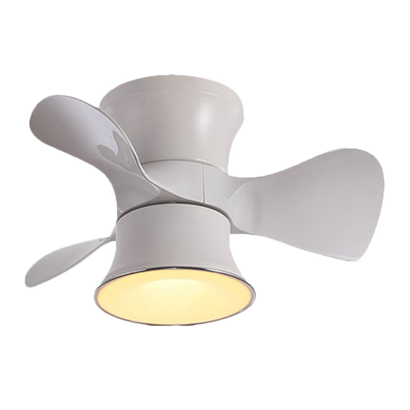 23.5" W Flared Metal Semi Flush Mount Minimalistic White/Coffee LED Ceiling Fan with 3 Blades Clearhalo 'Ceiling Fans with Lights' 'Ceiling Fans' 'Modern Ceiling Fans' 'Modern' Lighting' 1155464