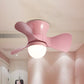 Kids Dome Flush Mount Ceiling Fan Light Metallic 3-Blade Bedroom LED Flushmount in Pink/Blue, 23.5" Wide Pink Clearhalo 'Ceiling Fans with Lights' 'Ceiling Fans' 'Modern Ceiling Fans' 'Modern' Lighting' 1155513