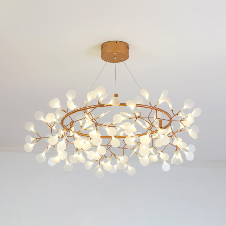 Branch Chandelier Light Fixture with Leaf Deco Modern Style Acrylic and Metal 81/108 Lights Gold Hanging Lamp Clearhalo 'Ceiling Lights' 'Chandeliers' 'Modern Chandeliers' 'Modern' Lighting' 115998