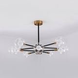 10/12/16 Heads Sky Bang Suspension Light Modern Clear/White Glass and Metal Chandelier with Ball Shade for Foyer Clearhalo 'Ceiling Lights' 'Chandeliers' 'Clear' 'Industrial' 'Modern Chandeliers' 'Modern' 'Tiffany' 'Traditional Chandeliers' Lighting' 116343