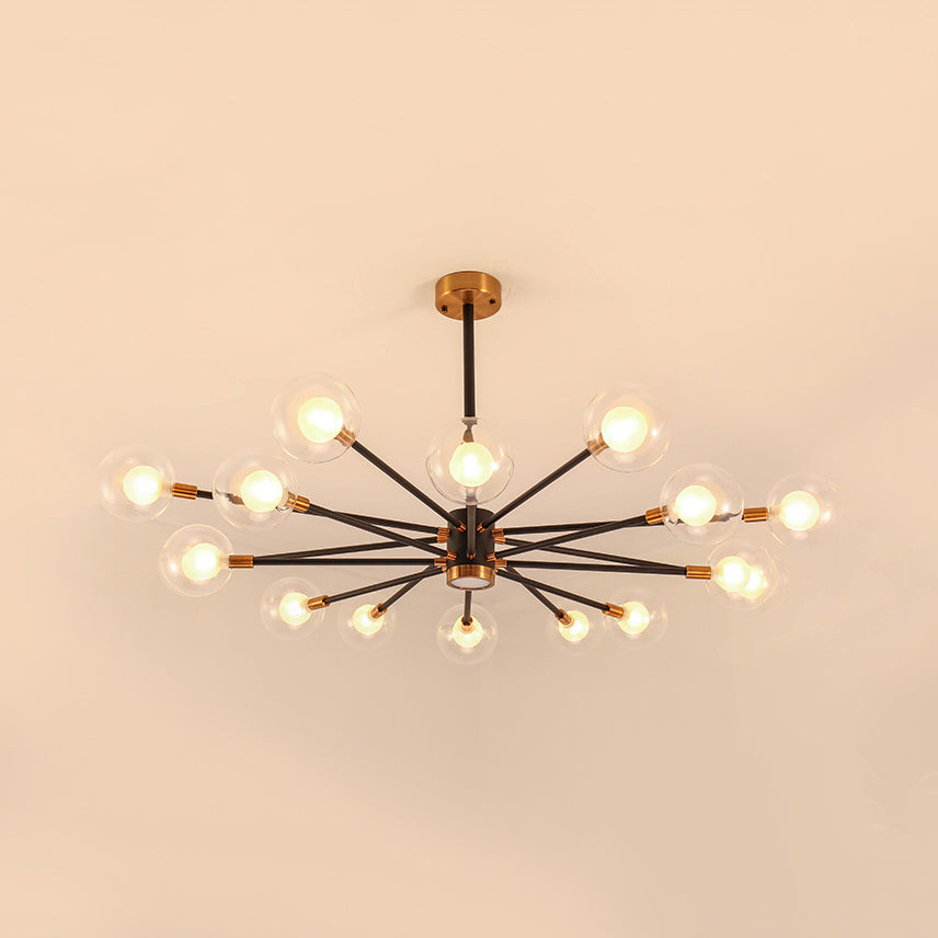 10/12/16 Heads Sky Bang Suspension Light Modern Clear/White Glass and Metal Chandelier with Ball Shade for Foyer Clearhalo 'Ceiling Lights' 'Chandeliers' 'Clear' 'Industrial' 'Modern Chandeliers' 'Modern' 'Tiffany' 'Traditional Chandeliers' Lighting' 116347