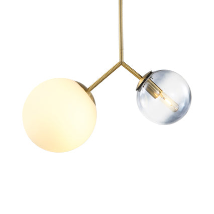 Glass Sphere Shade Pendant Lamp 2 Lights Contemporary Chandelier in Gold for Bedroom Bathroom Gold Clearhalo 'Ceiling Lights' 'Chandeliers' 'Modern Chandeliers' 'Modern' Lighting' 116818