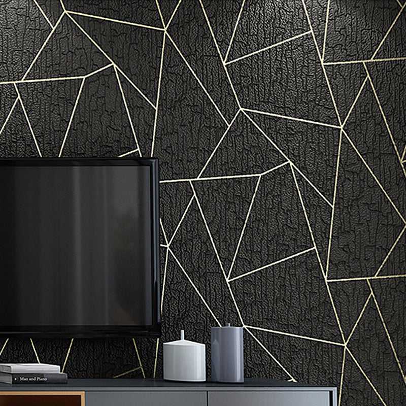 Flock Wallpaper Triangle Pattern Teenage Bedroom Non-Pasted Wall Covering, 54.2-sq ft Brown Clearhalo 'Modern wall decor' 'Modern' 'Wallpaper' Wall Decor' 1169917