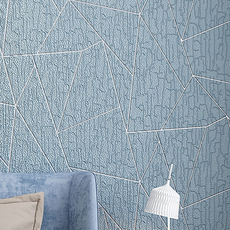 Flock Wallpaper Triangle Pattern Teenage Bedroom Non-Pasted Wall Covering, 54.2-sq ft Sky Blue Clearhalo 'Modern wall decor' 'Modern' 'Wallpaper' Wall Decor' 1169930