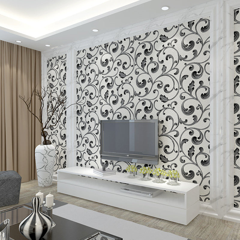 Plants Light-Color Wallpaper Swirl Flower Unpasted Wall Covering for Living Room Deco Clearhalo 'Wall Decor' 'Wallpaper' 1169990