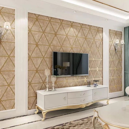 Wall Art Rhombus Pastel Color Retro Style Flock Wallpaper Roll for Home Decor, 57.1-sq ft Tan Clearhalo 'Vintage wall decor' 'Vintage' 'Wallpaper' Wall Decor' 1170009