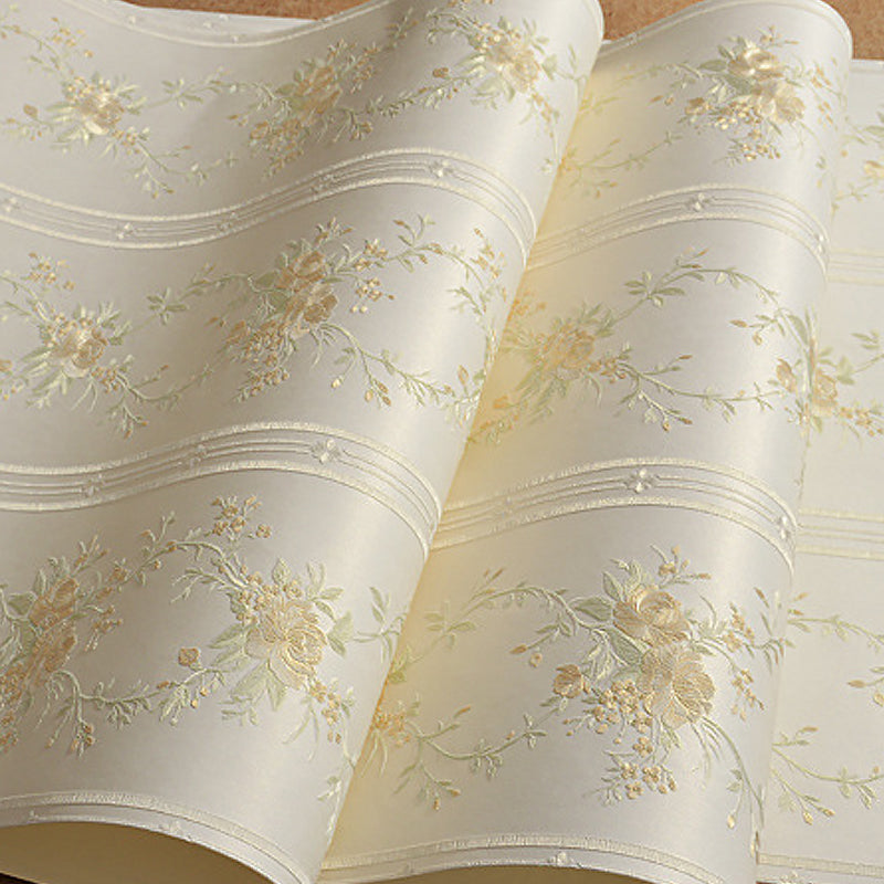 3D Embossed Faux Silk Wallpaper Rustic Moisture Resistant Wall Covering with Peony Pattern Clearhalo 'Country wall decor' 'Rustic' 'Wallpaper' Wall Decor' 1170048