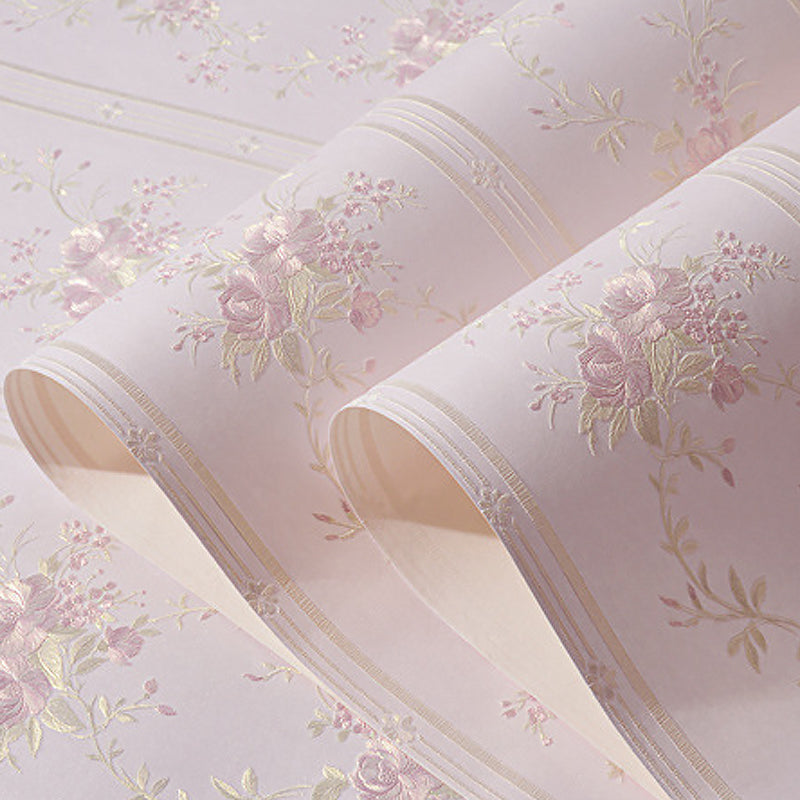 3D Embossed Faux Silk Wallpaper Rustic Moisture Resistant Wall Covering with Peony Pattern Clearhalo 'Country wall decor' 'Rustic' 'Wallpaper' Wall Decor' 1170052