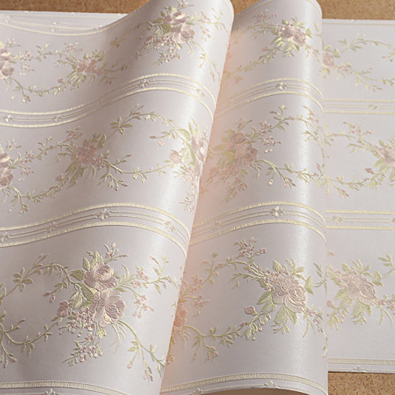 3D Embossed Faux Silk Wallpaper Rustic Moisture Resistant Wall Covering with Peony Pattern Clearhalo 'Country wall decor' 'Rustic' 'Wallpaper' Wall Decor' 1170061