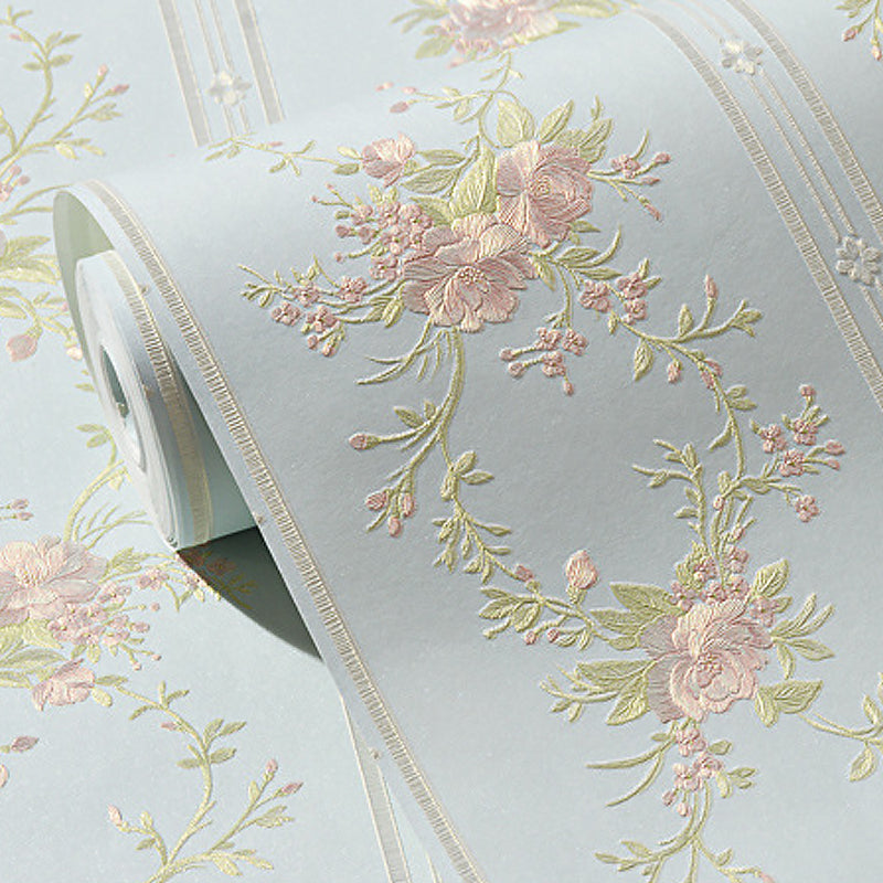 3D Embossed Faux Silk Wallpaper Rustic Moisture Resistant Wall Covering with Peony Pattern Clearhalo 'Country wall decor' 'Rustic' 'Wallpaper' Wall Decor' 1170065