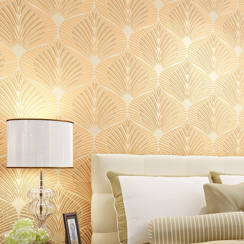 Plant Soft Color Wall Covering Foliage Non-Pasted Wallpaper Roll with Bedroom Decoration Yellow Clearhalo 'Country wall decor' 'Rustic' 'Wallpaper' Wall Decor' 1170118