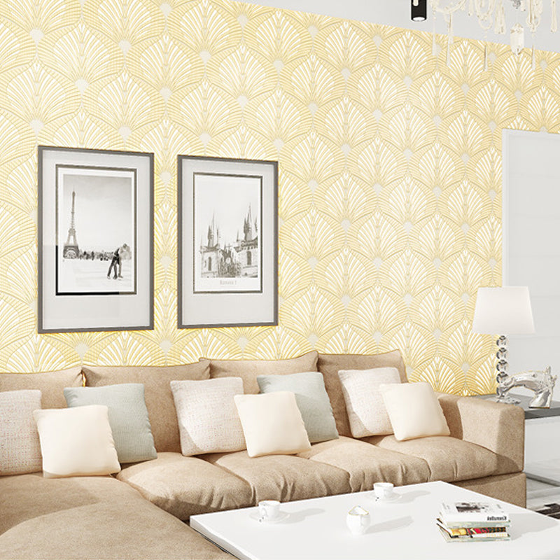 Plant Soft Color Wall Covering Foliage Non-Pasted Wallpaper Roll with Bedroom Decoration Light Yellow Clearhalo 'Country wall decor' 'Rustic' 'Wallpaper' Wall Decor' 1170127