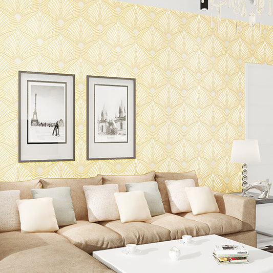 Plant Soft Color Wall Covering Foliage Non-Pasted Wallpaper Roll with Bedroom Decoration Light Yellow Clearhalo 'Country wall decor' 'Rustic' 'Wallpaper' Wall Decor' 1170127