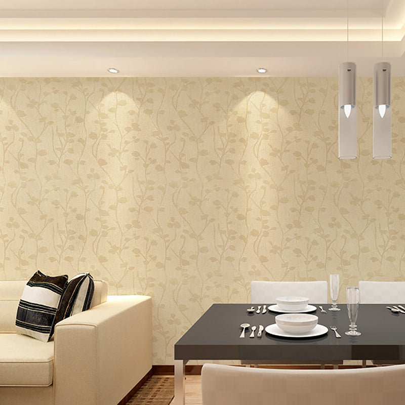 Shimmer Vinyl Plant Wallpaper Rust Peel and Stick Removable Wall Covering, 19.5' L x 23.5" W Beige Clearhalo 'Country wall decor' 'Rustic' 'Wallpaper' Wall Decor' 1170130