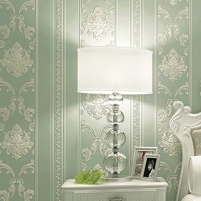 Wallpaper Roll Damask Pastel Color Victorian Style Non-Woven Fabric Wall Decor, Moisture Resistant Light Blue Clearhalo 'Wall Decor' 'Wallpaper' 1170145